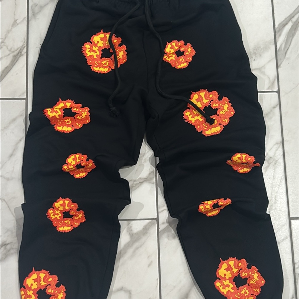 BLACK AND ORANGE DENIM TEARS OFFSET COLLAB